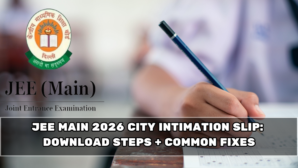 JEE Main 2026 City Intimation Slip: Download Steps + Common Fixes